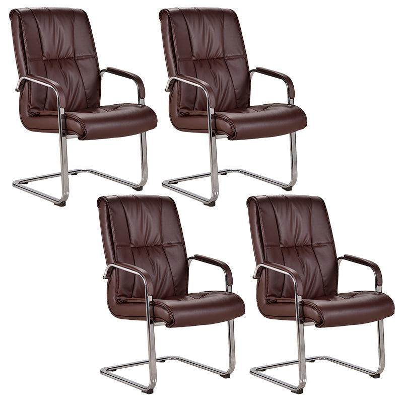 Faux Leather and Chrome Frame Office High Back Computer Chair Maroon 4 Piece Set Clearhalo 'furn' 'furn_office_chair' 'Furniture' 'Office Chairs' 'Office Furniture' 'office_chair' 5840230