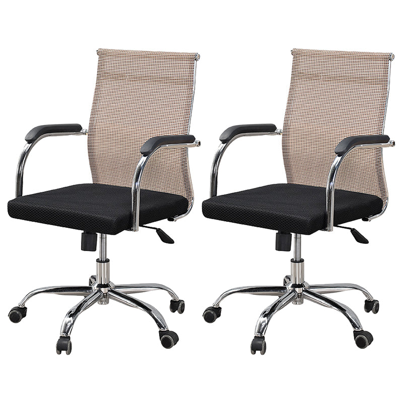 Modern Arms Included Chair with Wheels Mid-Back Mesh Desk Chair Khaki 2 Piece Set Clearhalo 'furn' 'furn_office_chair' 'Furniture' 'Office Chairs' 'Office Furniture' 'office_chair' 5840274
