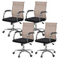 Modern Arms Included Chair with Wheels Mid-Back Mesh Desk Chair Khaki 4 Piece Set Clearhalo 'furn' 'furn_office_chair' 'Furniture' 'Office Chairs' 'Office Furniture' 'office_chair' 5840276