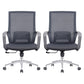 Chaise d'ordinateur moderne à bras fixes avec roulettes, chaise de bureau à dossier moyen