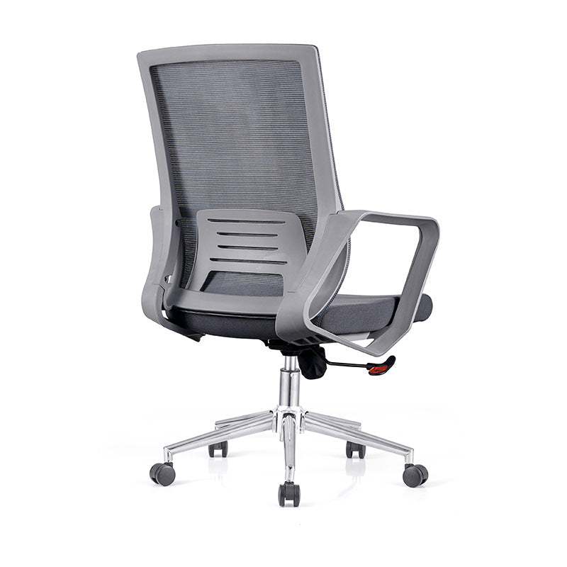 Chaise d'ordinateur moderne à bras fixes avec roulettes, chaise de bureau à dossier moyen