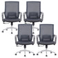 Chaise d'ordinateur moderne à bras fixes avec roulettes, chaise de bureau à dossier moyen