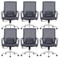 Chaise d'ordinateur moderne à bras fixes avec roulettes, chaise de bureau à dossier moyen