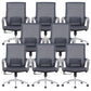 Chaise d'ordinateur moderne à bras fixes avec roulettes, chaise de bureau à dossier moyen