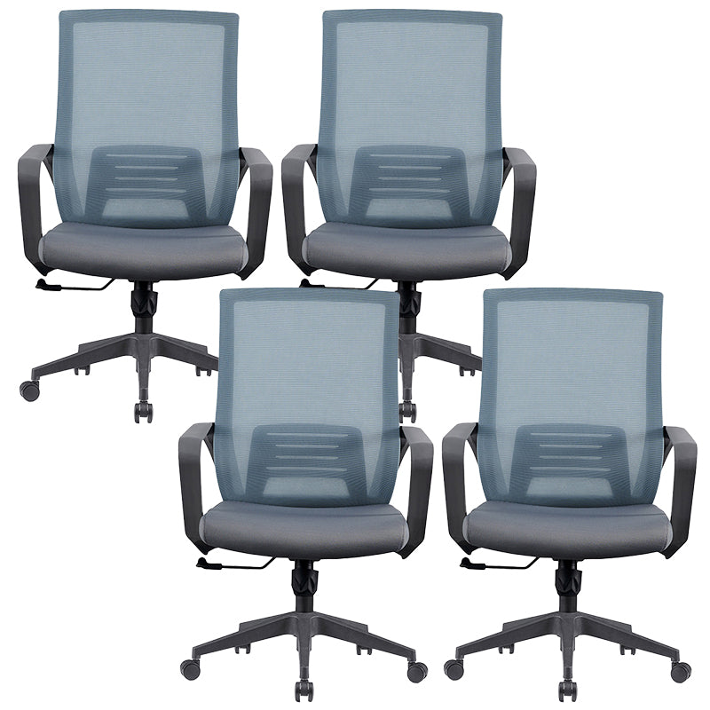 Chaise d'ordinateur moderne à bras fixes avec roulettes, chaise de bureau à dossier moyen