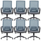 Chaise d'ordinateur moderne à bras fixes avec roulettes, chaise de bureau à dossier moyen