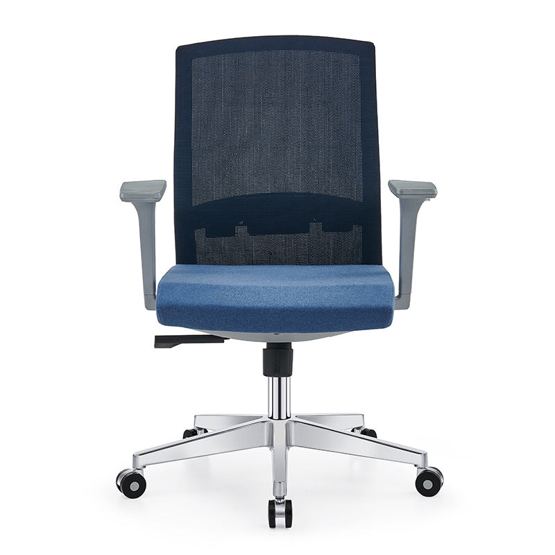 Silla de escritorio moderna con brazos fijos y ruedas Silla de oficina con respaldo medio