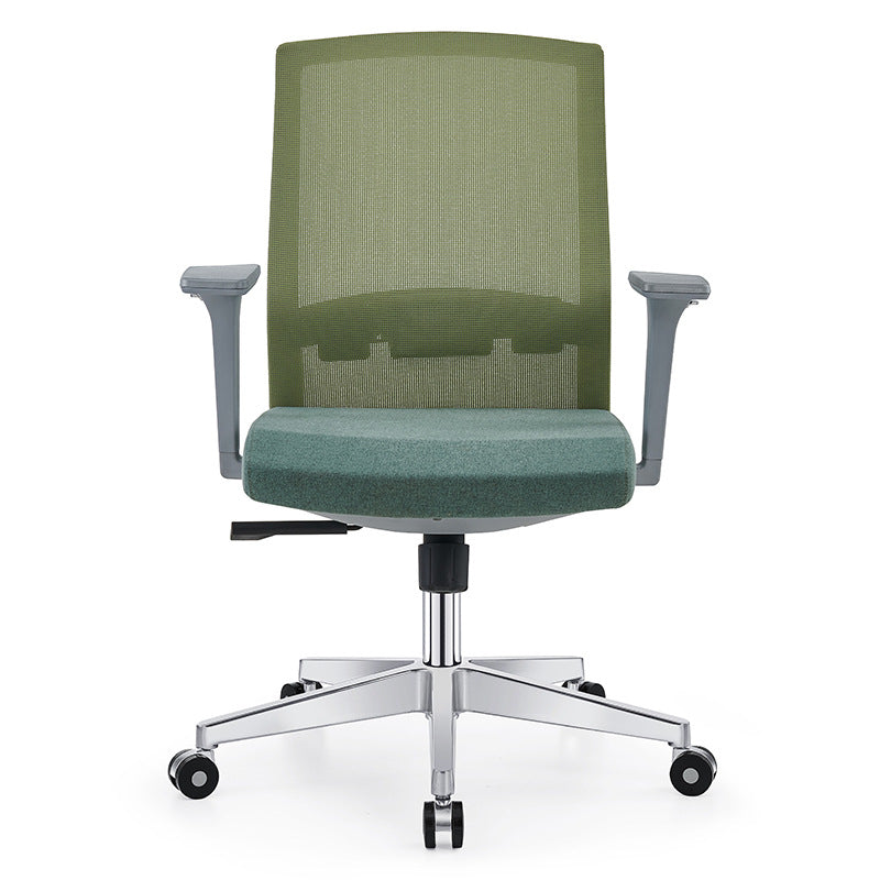 Silla de escritorio moderna con brazos fijos y ruedas Silla de oficina con respaldo medio
