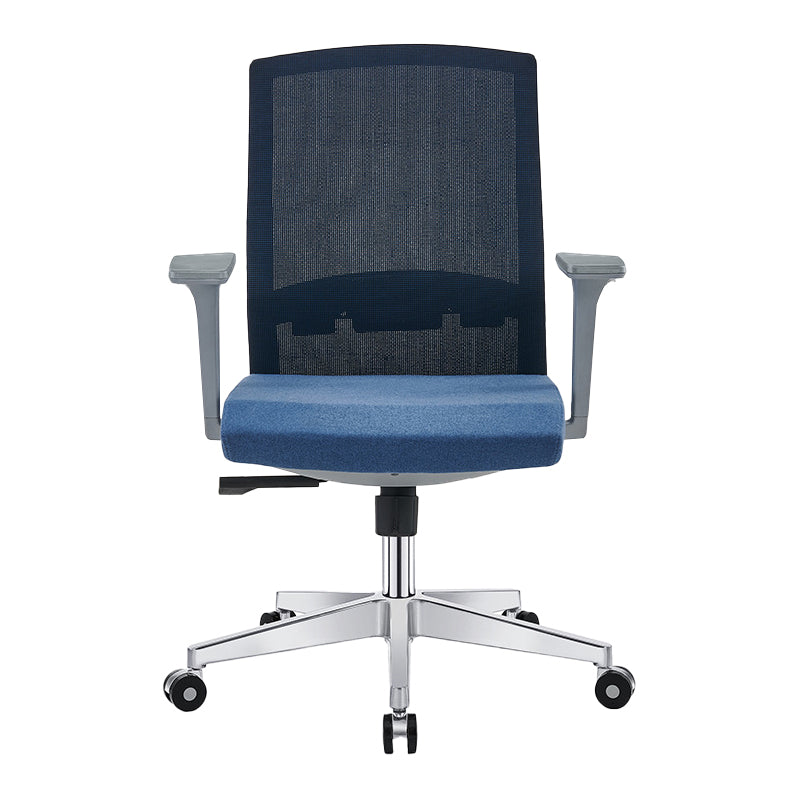 Silla de escritorio moderna con brazos fijos y ruedas Silla de oficina con respaldo medio