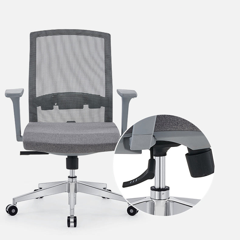 Silla de escritorio moderna con brazos fijos y ruedas Silla de oficina con respaldo medio