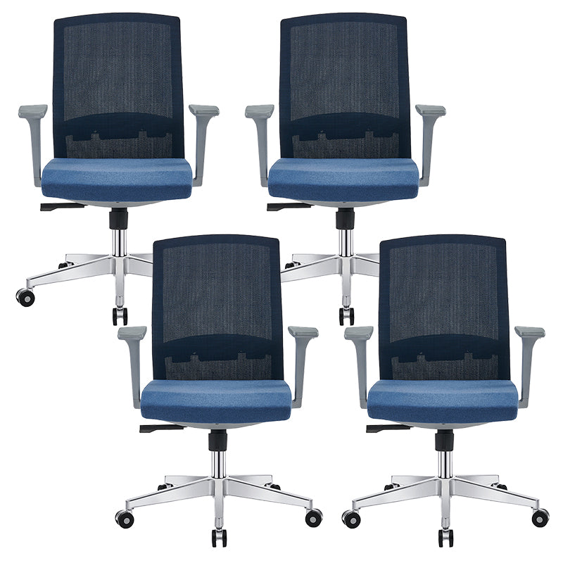 Silla de escritorio moderna con brazos fijos y ruedas Silla de oficina con respaldo medio