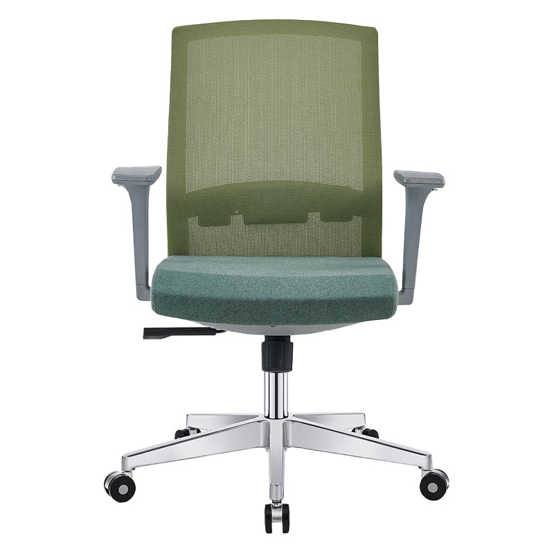 Silla de escritorio moderna con brazos fijos y ruedas Silla de oficina con respaldo medio