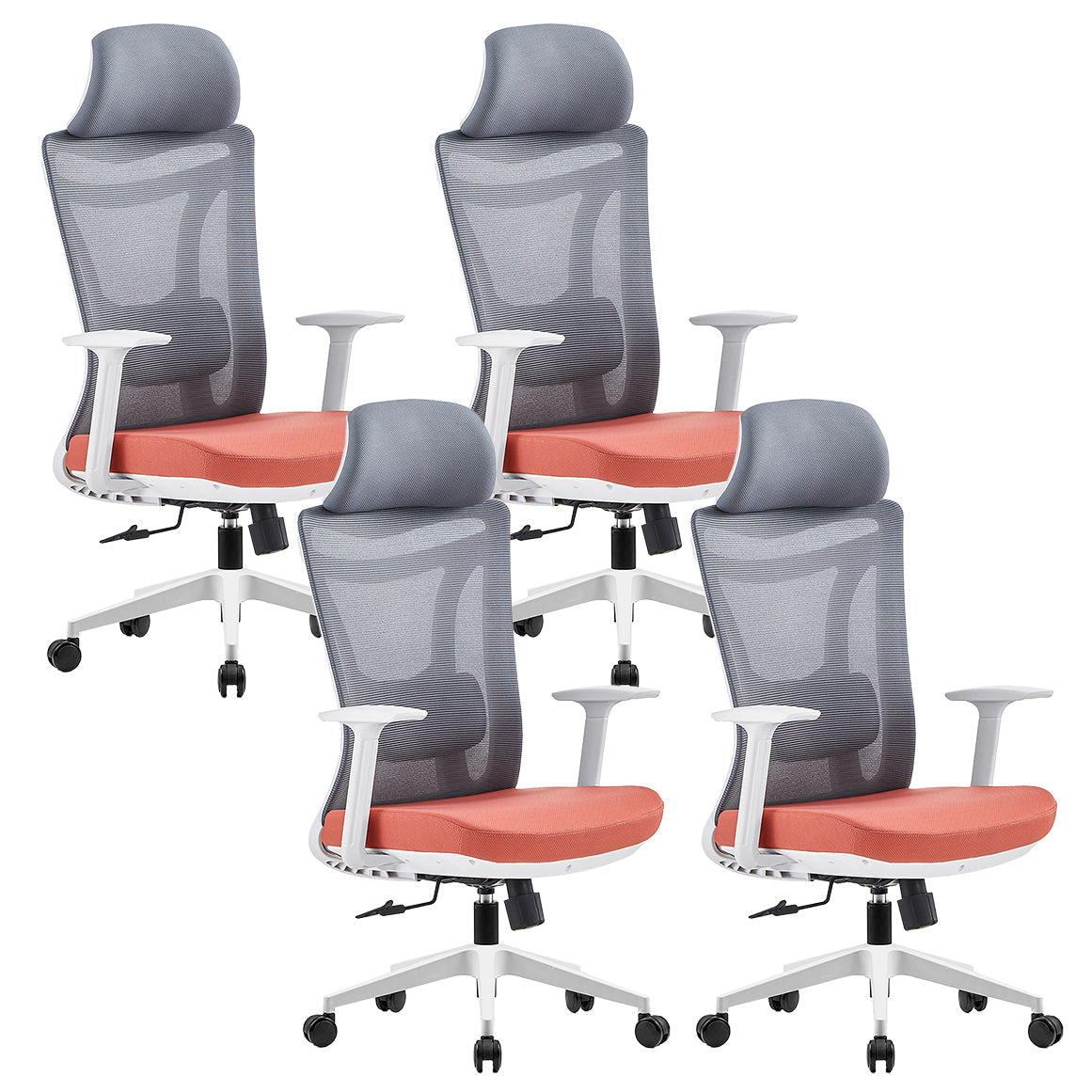 Modern Adjustable Arms Chair with Wheels Mesh-back Task Chair 4 Piece Set Clearhalo 'furn' 'furn_office_chair' 'Furniture' 'Office Chairs' 'Office Furniture' 'office_chair' 5840333
