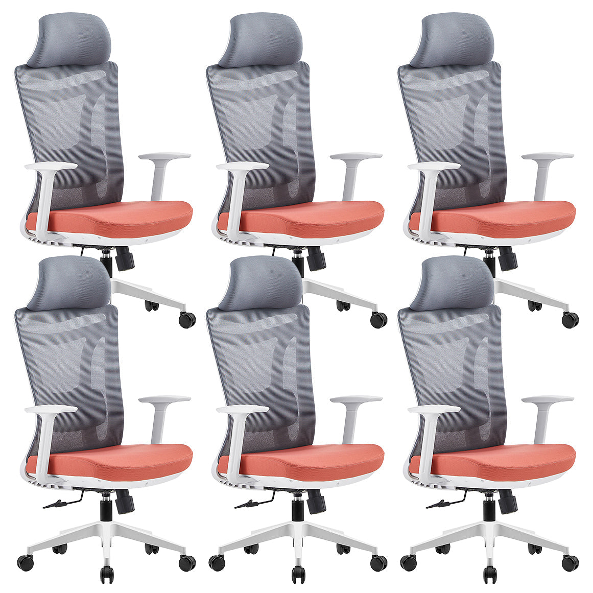 Modern Adjustable Arms Chair with Wheels Mesh-back Task Chair 6 Piece Set Clearhalo 'furn' 'furn_office_chair' 'Furniture' 'Office Chairs' 'Office Furniture' 'office_chair' 5840335