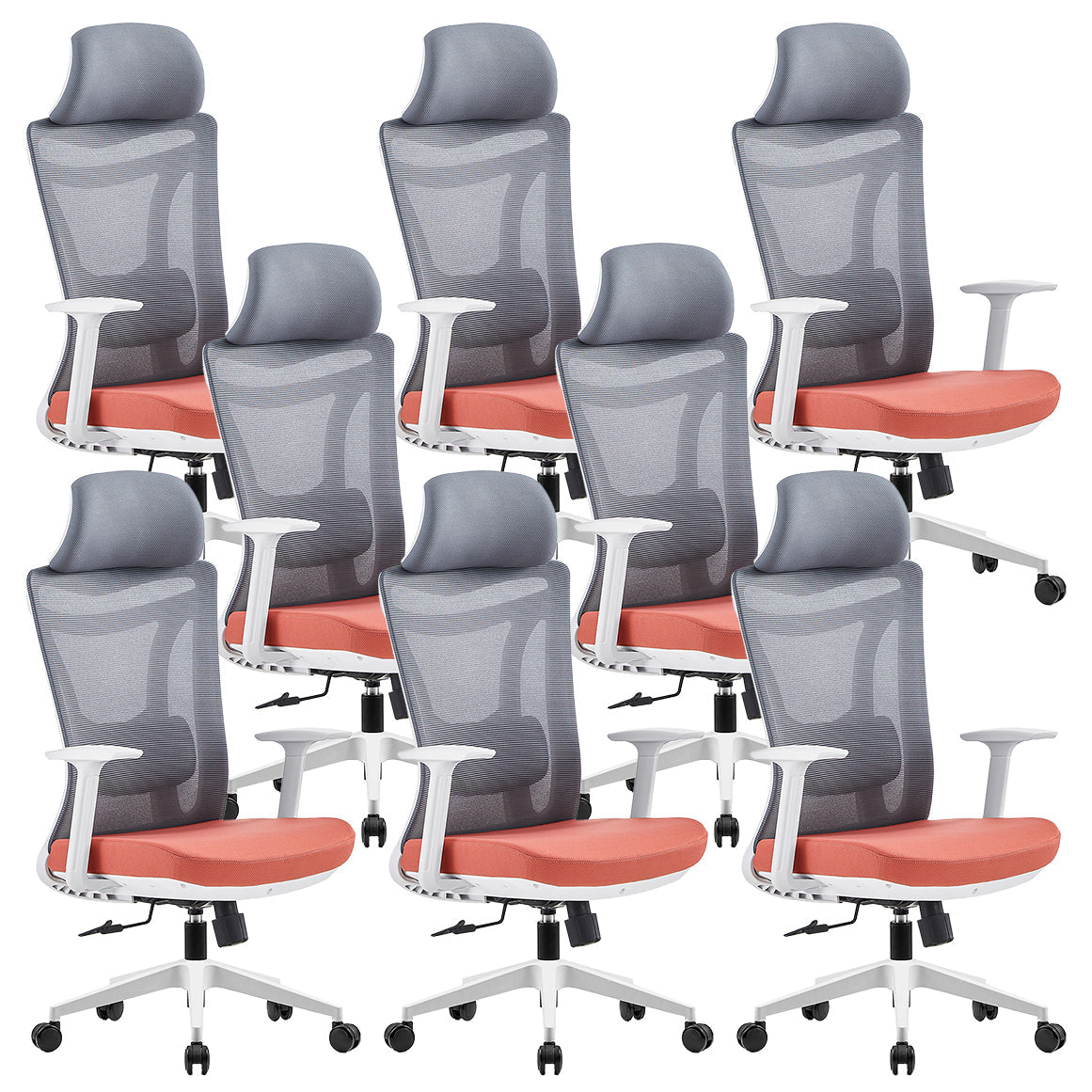 Modern Adjustable Arms Chair with Wheels Mesh-back Task Chair 8 Piece Set Clearhalo 'furn' 'furn_office_chair' 'Furniture' 'Office Chairs' 'Office Furniture' 'office_chair' 5840337