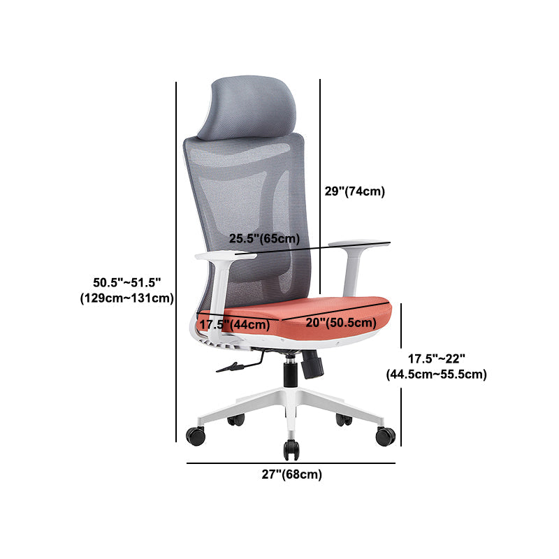 Modern Adjustable Arms Chair with Wheels Mesh-back Task Chair Clearhalo 'furn' 'furn_office_chair' 'Furniture' 'Office Chairs' 'Office Furniture' 'office_chair' 5840343