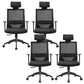Modern Fixed Arms Chair with Wheels Mid-back Task Chair Mesh Desk Chair Black 4 Piece Set Clearhalo 'furn' 'furn_office_chair' 'Furniture' 'Office Chairs' 'Office Furniture' 'office_chair' 5840348