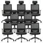 Modern Fixed Arms Chair with Wheels Mid-back Task Chair Mesh Desk Chair Black 8 Piece Set Clearhalo 'furn' 'furn_office_chair' 'Furniture' 'Office Chairs' 'Office Furniture' 'office_chair' 5840352