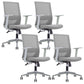 Modern Fixed Arms Chair with Wheels Mid-back Task Chair Mesh Desk Chair Gray 4 Piece Set Clearhalo 'furn' 'furn_office_chair' 'Furniture' 'Office Chairs' 'Office Furniture' 'office_chair' 5840357