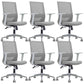 Modern Fixed Arms Chair with Wheels Mid-back Task Chair Mesh Desk Chair Gray 6 Piece Set Clearhalo 'furn' 'furn_office_chair' 'Furniture' 'Office Chairs' 'Office Furniture' 'office_chair' 5840358