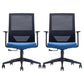 Modern Fixed Arms Chair with Wheels Mid-back Task Chair Mesh Desk Chair Blue 2 Piece Set Clearhalo 'furn' 'furn_office_chair' 'Furniture' 'Office Chairs' 'Office Furniture' 'office_chair' 5840361