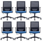 Modern Fixed Arms Chair with Wheels Mid-back Task Chair Mesh Desk Chair Blue 6 Piece Set Clearhalo 'furn' 'furn_office_chair' 'Furniture' 'Office Chairs' 'Office Furniture' 'office_chair' 5840363