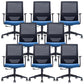 Modern Fixed Arms Chair with Wheels Mid-back Task Chair Mesh Desk Chair Blue 8 Piece Set Clearhalo 'furn' 'furn_office_chair' 'Furniture' 'Office Chairs' 'Office Furniture' 'office_chair' 5840364