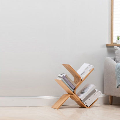 モダンな竹の本棚幾何学的な垂直のオープンシェルフ本棚