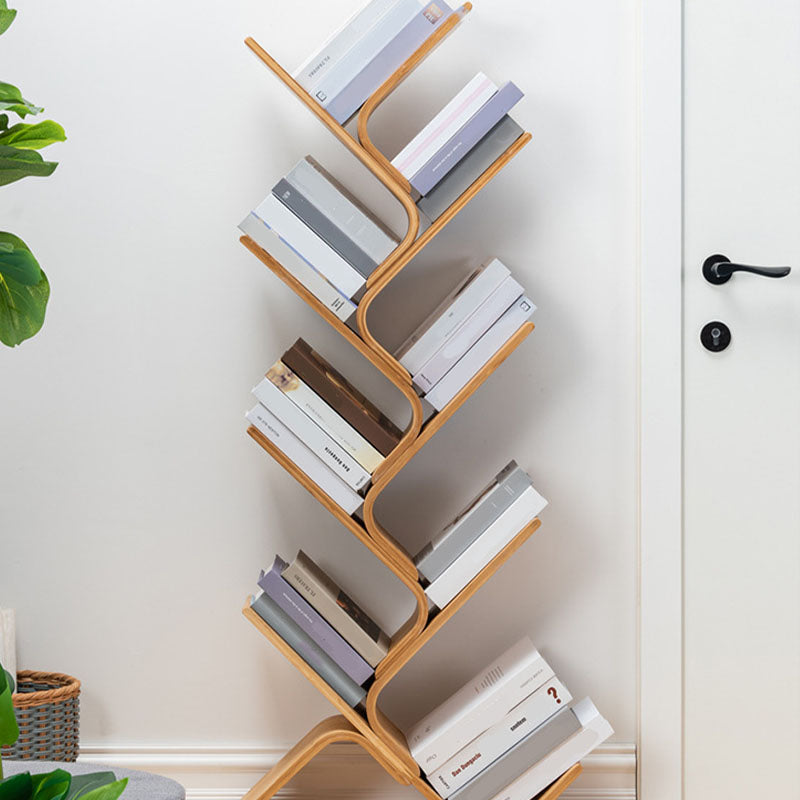 モダンな竹の本棚幾何学的な垂直のオープンシェルフ本棚