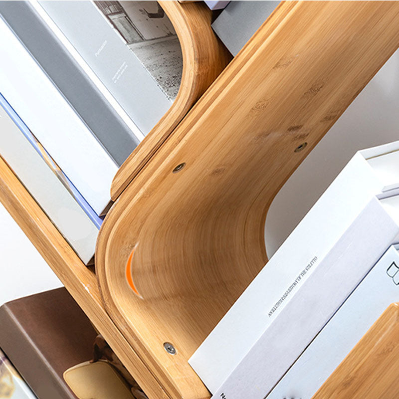 モダンな竹の本棚幾何学的な垂直のオープンシェルフ本棚