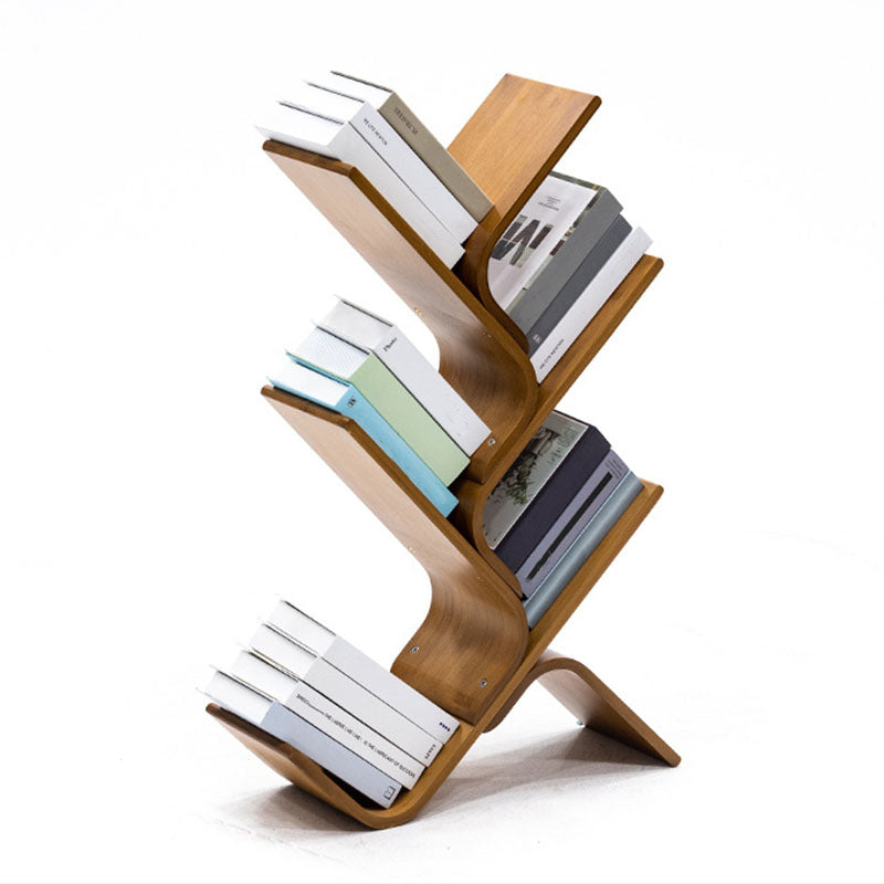 モダンな竹の本棚幾何学的な垂直のオープンシェルフ本棚