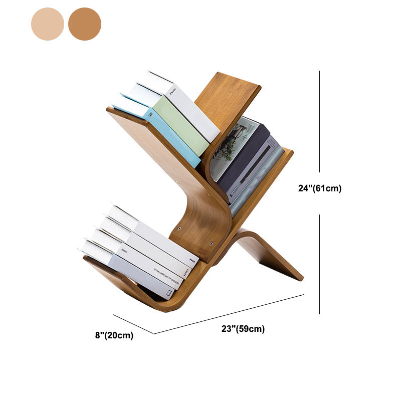 モダンな竹の本棚幾何学的な垂直のオープンシェルフ本棚