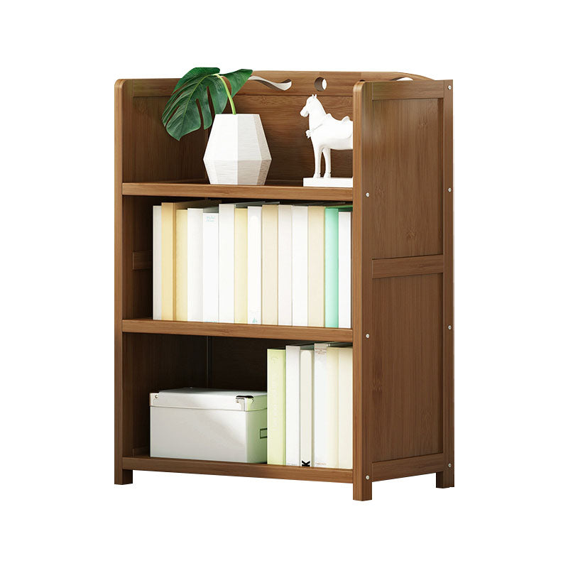 Modern Bamboo Shelf Bookcase Brown Closed Back Book Shelf for Study Room 19.7"L x 11.4"W x 31.5"H Drawer Not Included Clearhalo 'Bookcases' 'furn' 'furn_bookcases' 'Furniture' 'Office Furniture' 5840609