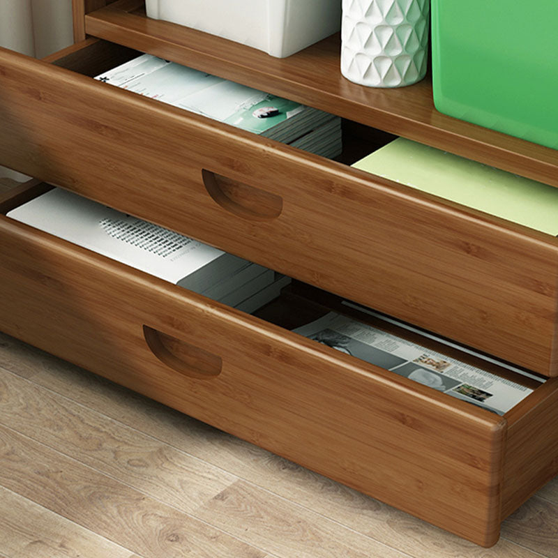 Modern Bamboo Shelf Bookcase Brown Closed Back Book Shelf for Study Room Clearhalo 'Bookcases' 'furn' 'furn_bookcases' 'Furniture' 'Office Furniture' 5840619