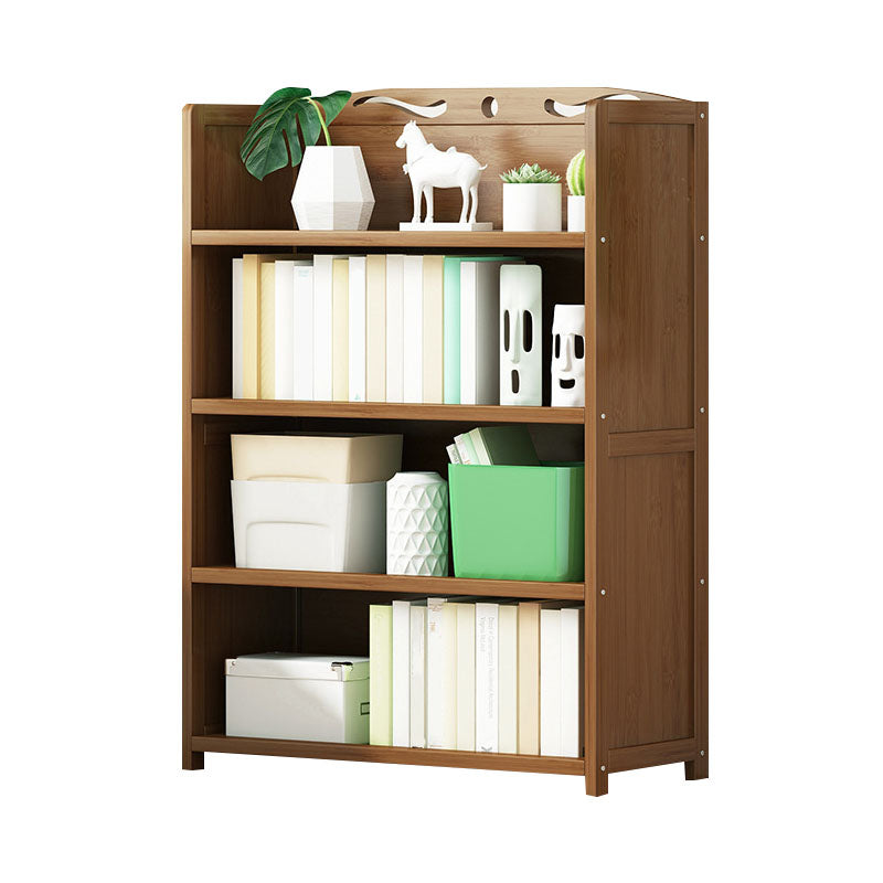 Modern Bamboo Shelf Bookcase Brown Closed Back Book Shelf for Study Room 27.6"L x 11.4"W x 43.3"H Drawer Not Included Clearhalo 'Bookcases' 'furn' 'furn_bookcases' 'Furniture' 'Office Furniture' 5840624