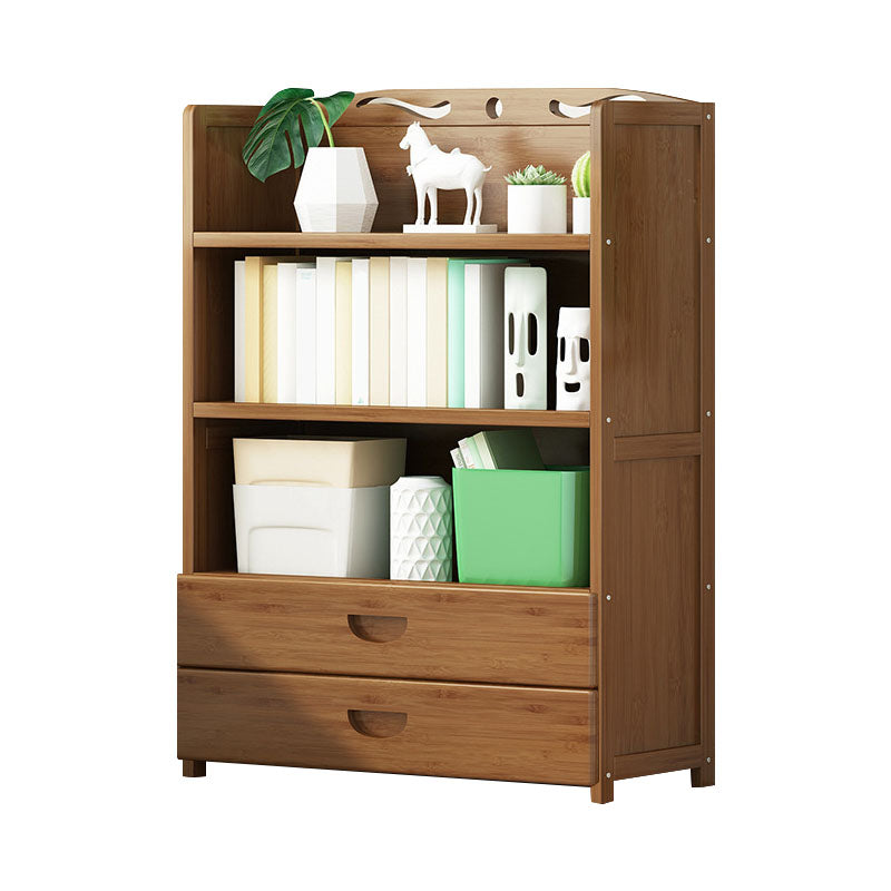 Modern Bamboo Shelf Bookcase Brown Closed Back Book Shelf for Study Room 27.6"L x 11.4"W x 43.3"H 2 Clearhalo 'Bookcases' 'furn' 'furn_bookcases' 'Furniture' 'Office Furniture' 5840626