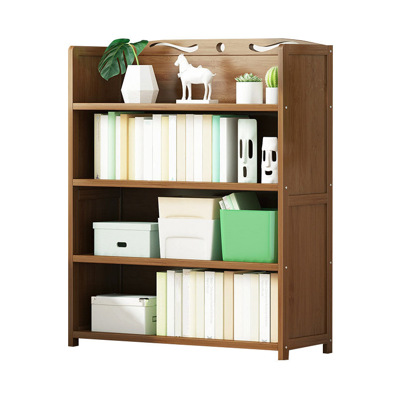 Modern Bamboo Shelf Bookcase Brown Closed Back Book Shelf for Study Room 35.4"L x 11.4"W x 43.3"H Drawer Not Included Clearhalo 'Bookcases' 'furn' 'furn_bookcases' 'Furniture' 'Office Furniture' 5840629