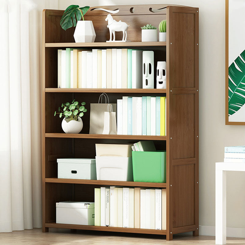 Modern Bamboo Shelf Bookcase Brown Closed Back Book Shelf for Study Room Clearhalo 'Bookcases' 'furn' 'furn_bookcases' 'Furniture' 'Office Furniture' 5840632