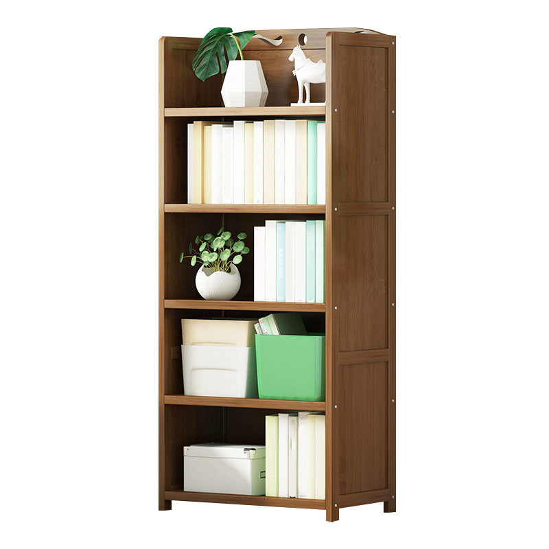 Modern Bamboo Shelf Bookcase Brown Closed Back Book Shelf for Study Room 19.7"L x 11.4"W x 55.1"H Drawer Not Included Clearhalo 'Bookcases' 'furn' 'furn_bookcases' 'Furniture' 'Office Furniture' 5840633
