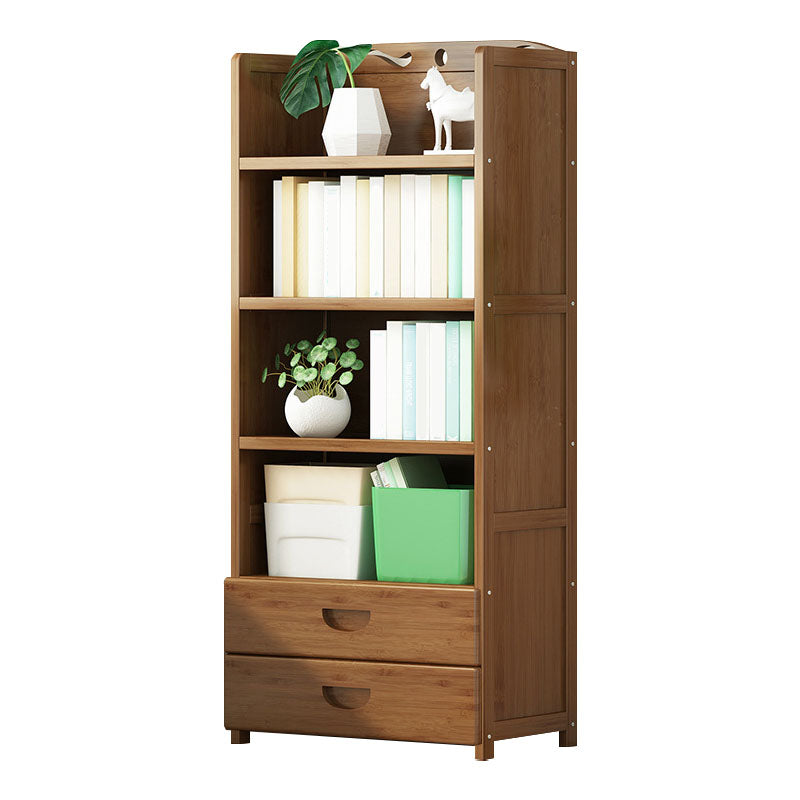 Modern Bamboo Shelf Bookcase Brown Closed Back Book Shelf for Study Room 19.7"L x 11.4"W x 55.1"H 2 Clearhalo 'Bookcases' 'furn' 'furn_bookcases' 'Furniture' 'Office Furniture' 5840634