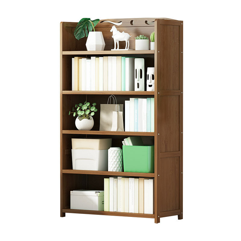 Modern Bamboo Shelf Bookcase Brown Closed Back Book Shelf for Study Room 27.6"L x 11.4"W x 55.1"H Drawer Not Included Clearhalo 'Bookcases' 'furn' 'furn_bookcases' 'Furniture' 'Office Furniture' 5840635