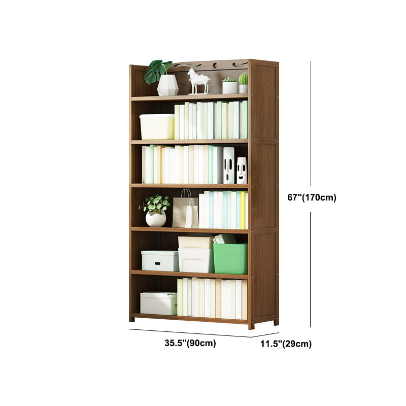 Modern Bamboo Shelf Bookcase Brown Closed Back Book Shelf for Study Room Clearhalo 'Bookcases' 'furn' 'furn_bookcases' 'Furniture' 'Office Furniture' 5840645