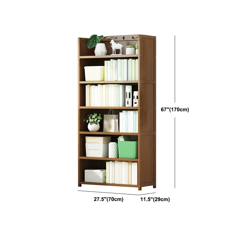 Modern Bamboo Shelf Bookcase Brown Closed Back Book Shelf for Study Room Clearhalo 'Bookcases' 'furn' 'furn_bookcases' 'Furniture' 'Office Furniture' 5840646