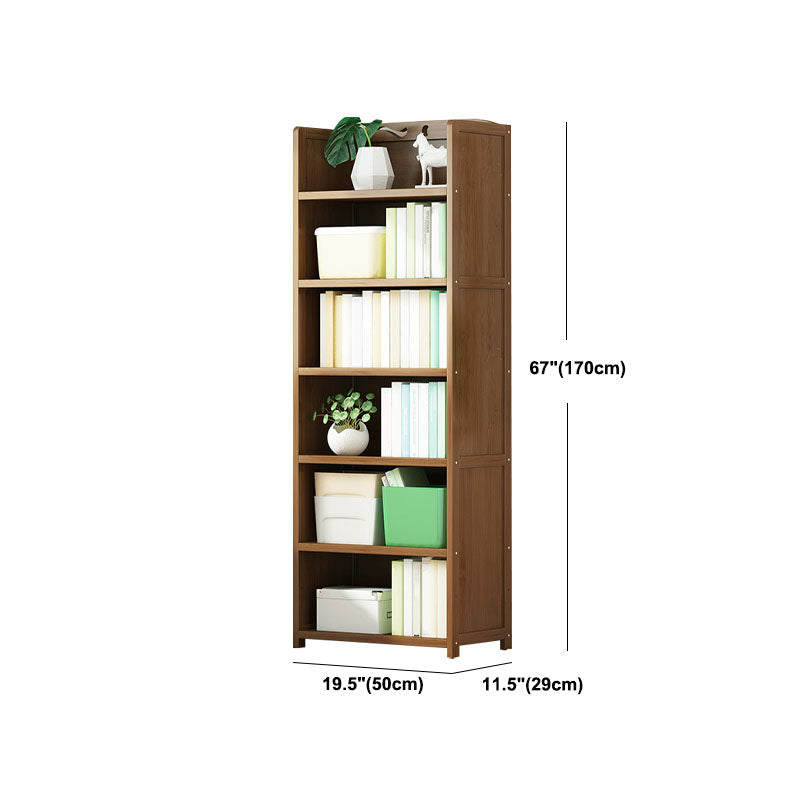 Modern Bamboo Shelf Bookcase Brown Closed Back Book Shelf for Study Room Clearhalo 'Bookcases' 'furn' 'furn_bookcases' 'Furniture' 'Office Furniture' 5840647