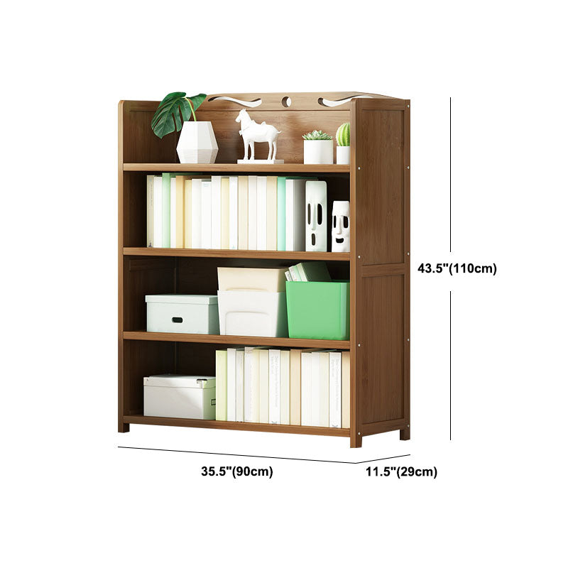 Modern Bamboo Shelf Bookcase Brown Closed Back Book Shelf for Study Room Clearhalo 'Bookcases' 'furn' 'furn_bookcases' 'Furniture' 'Office Furniture' 5840651