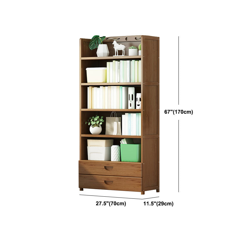 Modern Bamboo Shelf Bookcase Brown Closed Back Book Shelf for Study Room Clearhalo 'Bookcases' 'furn' 'furn_bookcases' 'Furniture' 'Office Furniture' 5840658