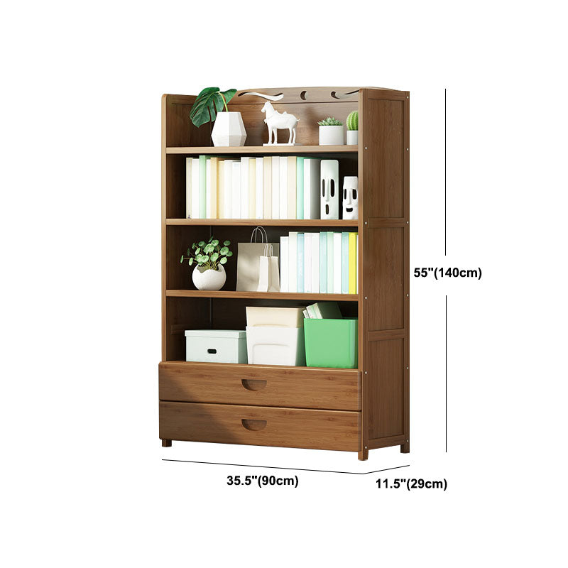 Modern Bamboo Shelf Bookcase Brown Closed Back Book Shelf for Study Room Clearhalo 'Bookcases' 'furn' 'furn_bookcases' 'Furniture' 'Office Furniture' 5840660