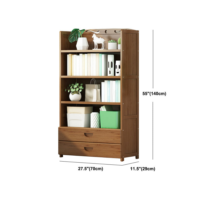 Modern Bamboo Shelf Bookcase Brown Closed Back Book Shelf for Study Room Clearhalo 'Bookcases' 'furn' 'furn_bookcases' 'Furniture' 'Office Furniture' 5840661