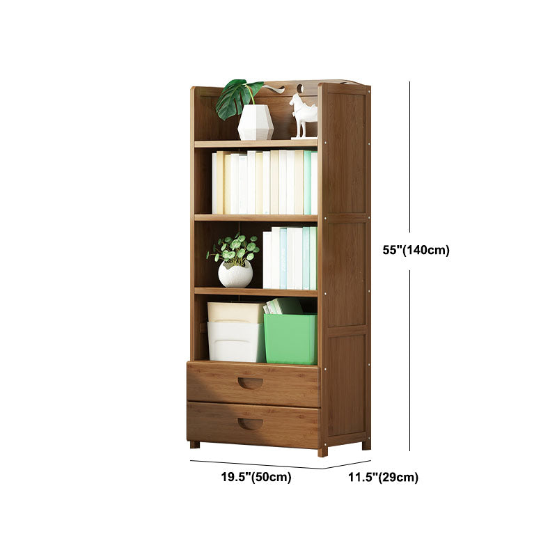 Modern Bamboo Shelf Bookcase Brown Closed Back Book Shelf for Study Room Clearhalo 'Bookcases' 'furn' 'furn_bookcases' 'Furniture' 'Office Furniture' 5840662