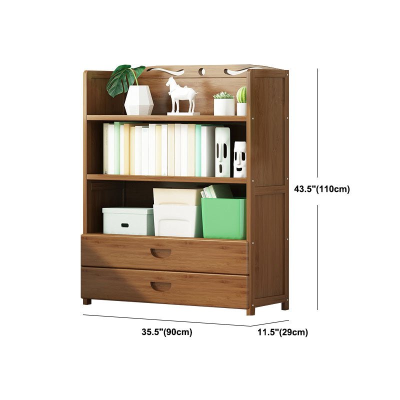 Modern Bamboo Shelf Bookcase Brown Closed Back Book Shelf for Study Room Clearhalo 'Bookcases' 'furn' 'furn_bookcases' 'Furniture' 'Office Furniture' 5840663